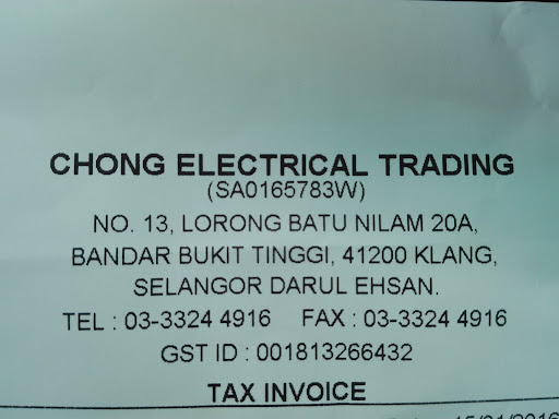 Chong Electrical Trading (Sa 0165783W)